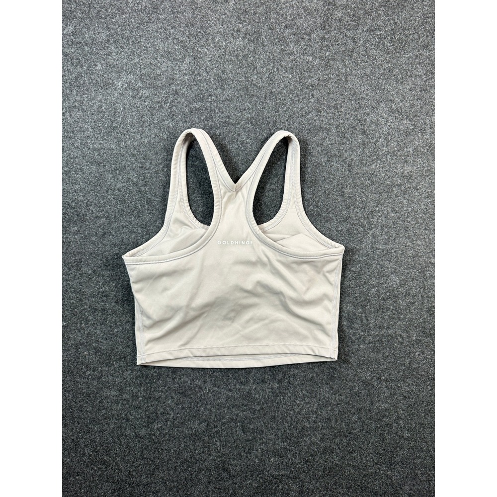 Goldhinge Womens Racerback Sports Bra Tan Beige Crop Top Small